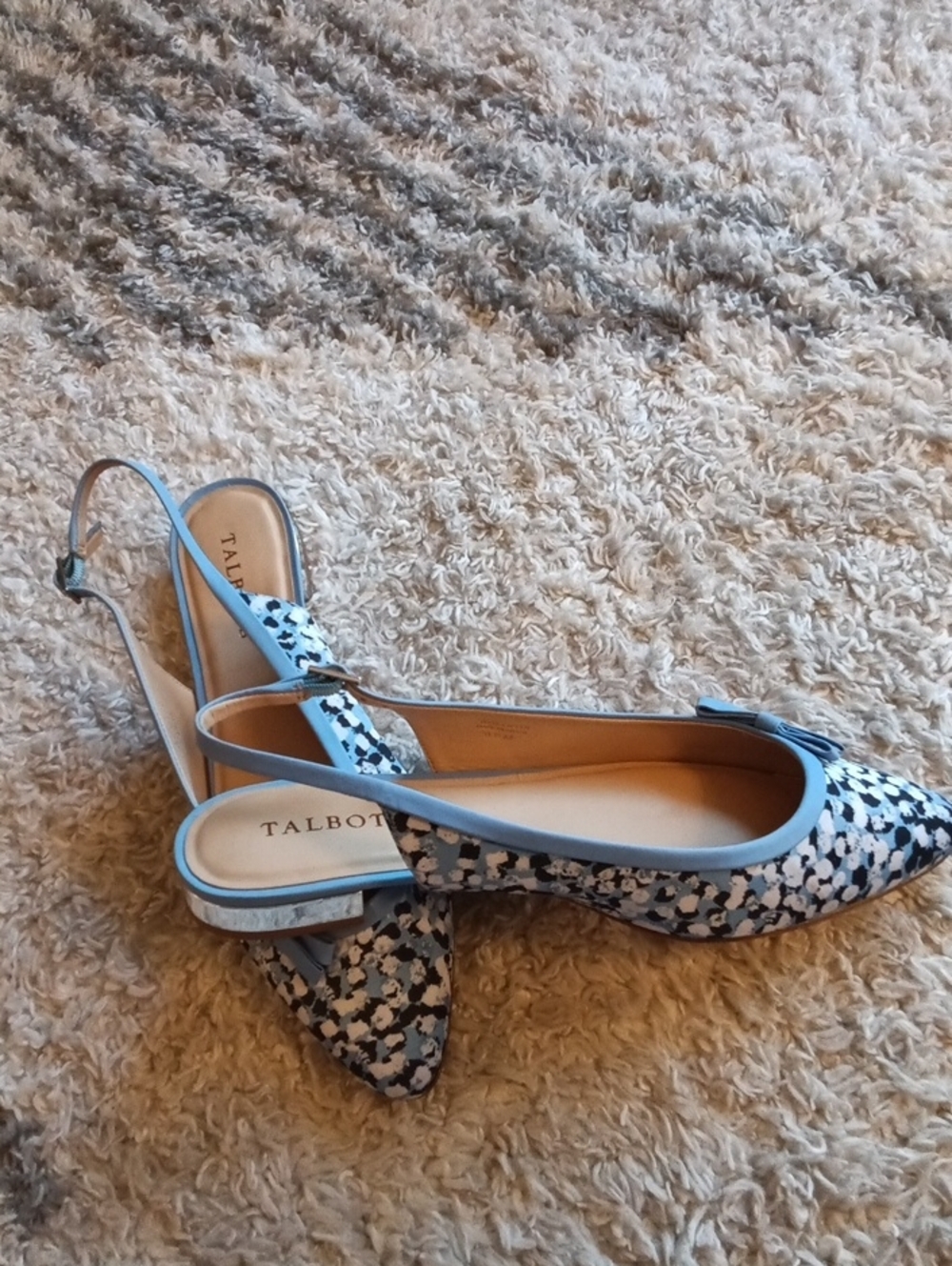 Talbots Light Blue Floral Slingback Flats - Picture 9 of 12